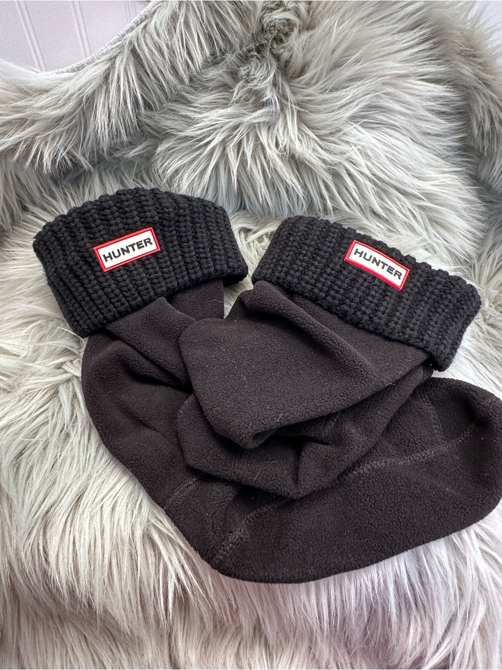 Hunter Black Fold-Over Knit Cuff Winter Boot Liners